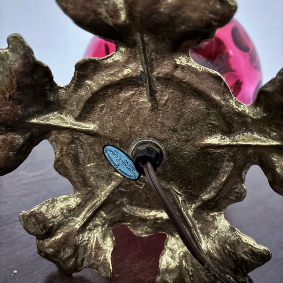 2 Fenton glass cranberry reverse coin thumbprint vintage lamps 3 way switch. - Picture 6 of 6